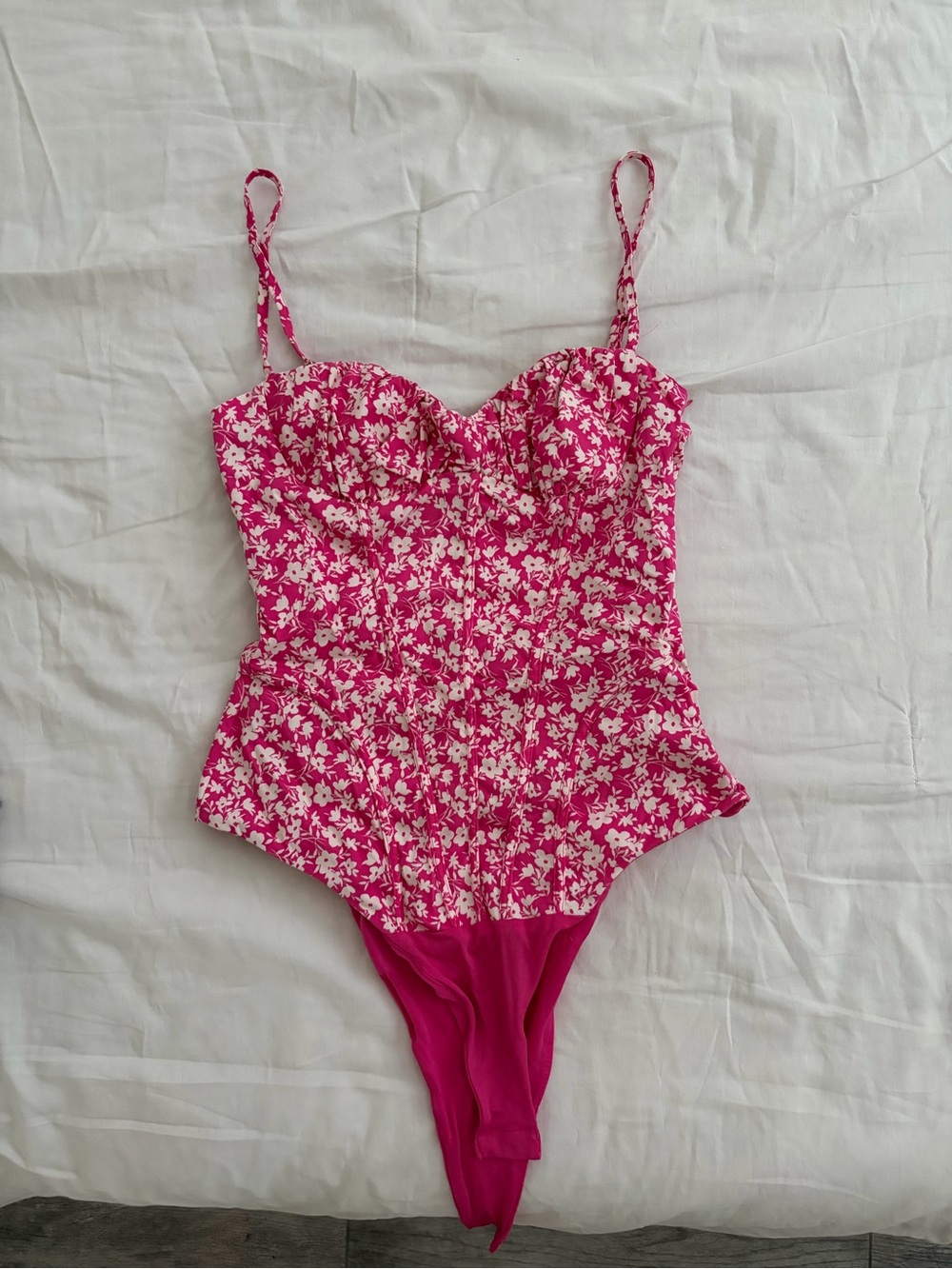 Zara Pink Floral Corset Bodysuit
